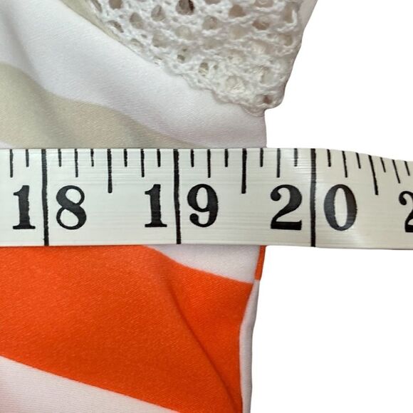 Jones New York orange, pink and  navy striped short sleeve dress, size 10 - Picture 7 of 8